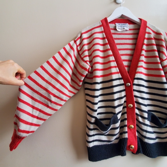 Vintage Neiman Marcus Sayres wellmore striped cardigan size 4 - Picture 3 of 11